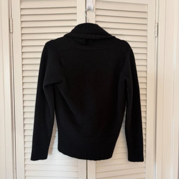 Ann Taylor women's Shawl Collar Wrap Sweater large black 100% cashmere - Picture 4 of 8